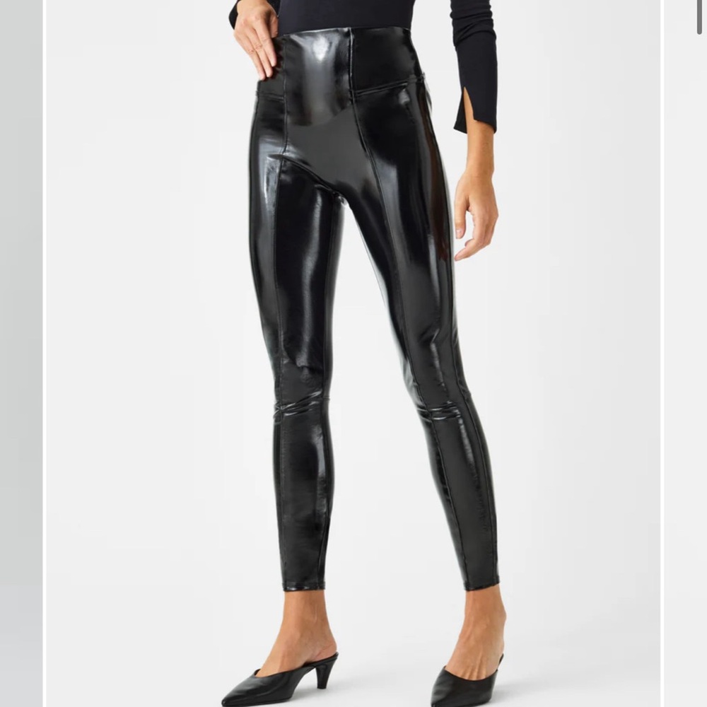 SPANX vinyl leather leggings- medium